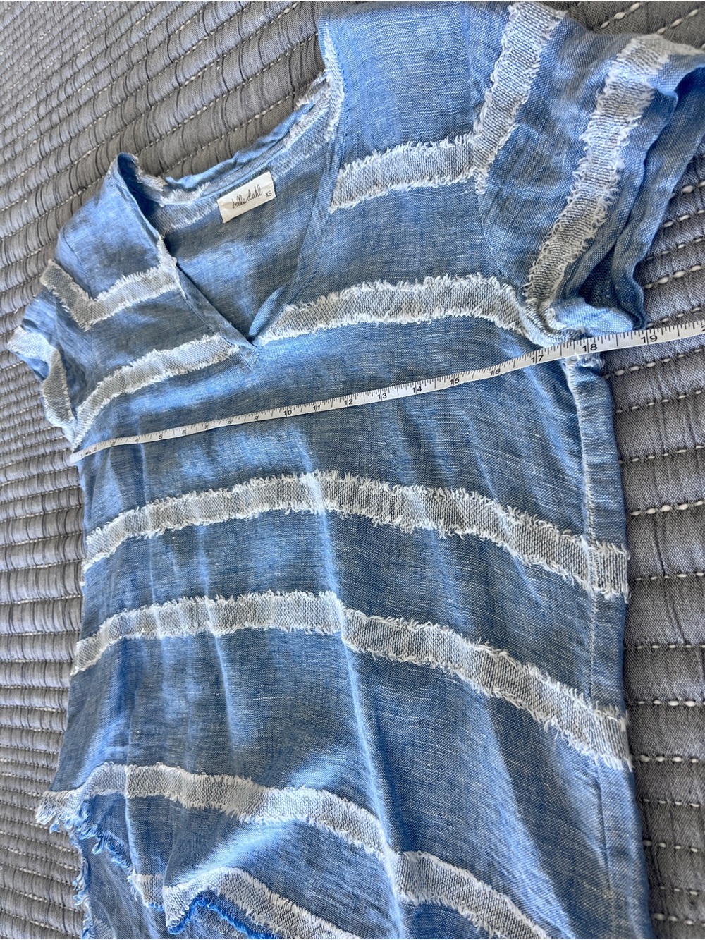 Bella Dahl Beachy Light Blue & White Striped V-Neck Short Sleeve Blouse Size XS - Picture 6 of 11
